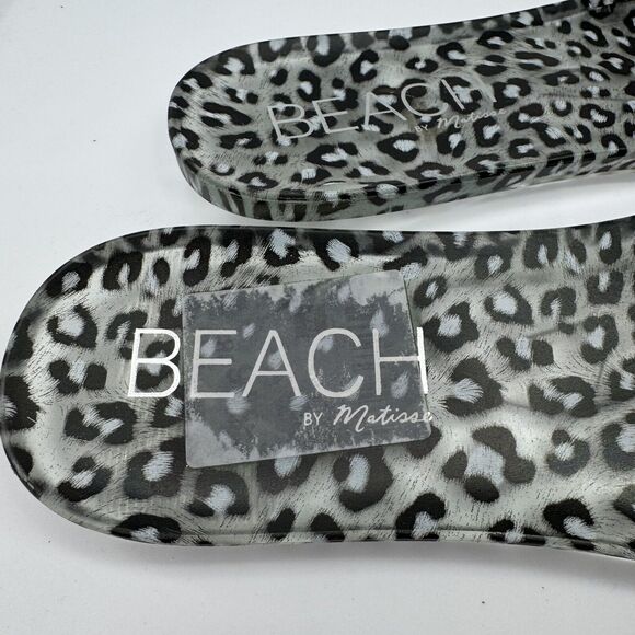 Anthropologie Matisse Clear Jelly Slides Animal Print Size 10 Beach Flip Flops - Picture 4 of 8